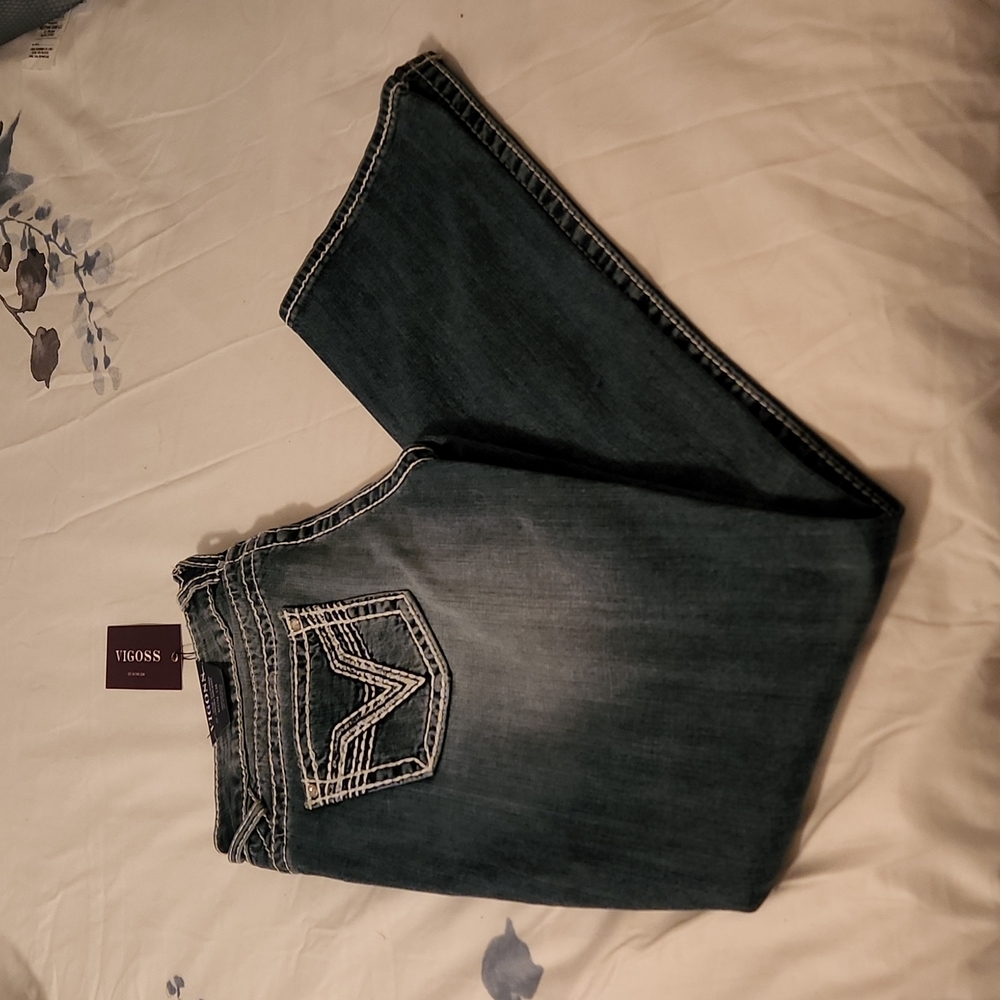 Brand new, never worn, Vigoss Blue Jean Slim Boot- Size 11/12, Length 33